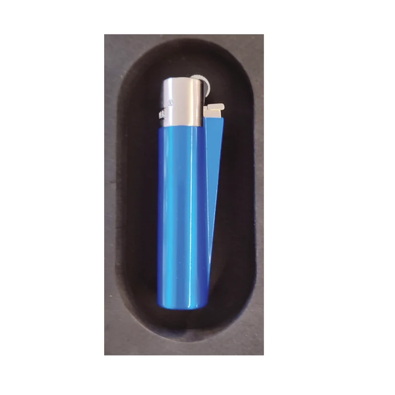 Clipper Metall-Feuerzeug silber-blau mit Gravur I Geschenke-Macher