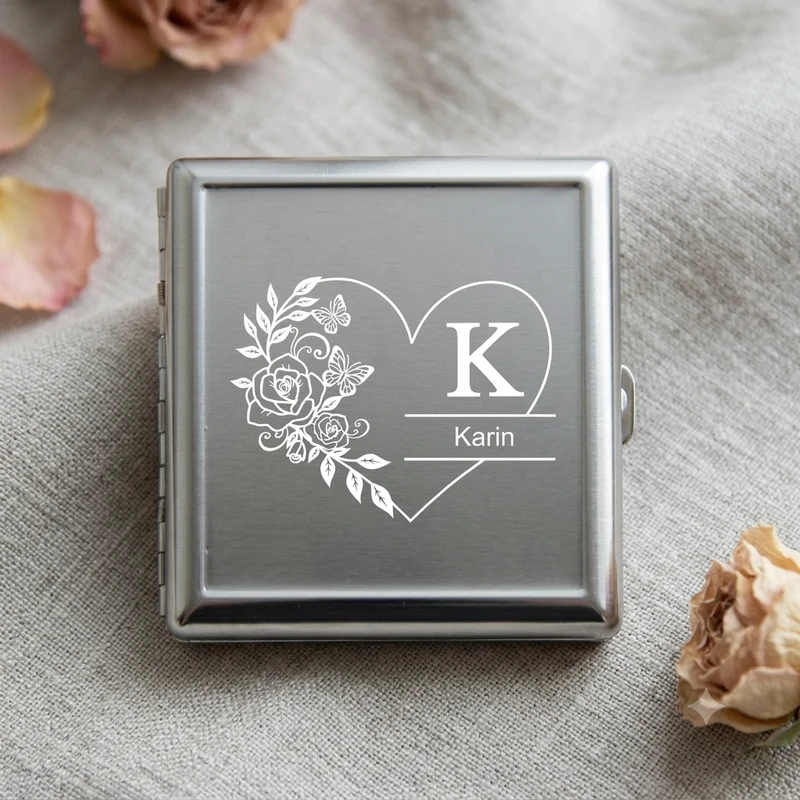 Blumenherz Etui und/oder Zippo graviert personalisiert I Geschenke-Macher