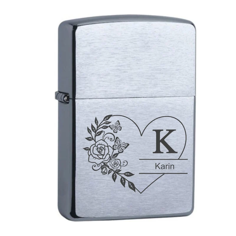 Blumenherz Etui und/oder Zippo graviert personalisiert I Geschenke-Macher