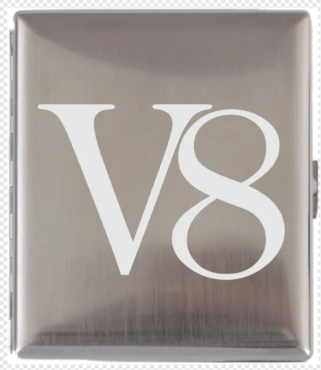 Metall-Zigarettenetui mit V8-Gravur