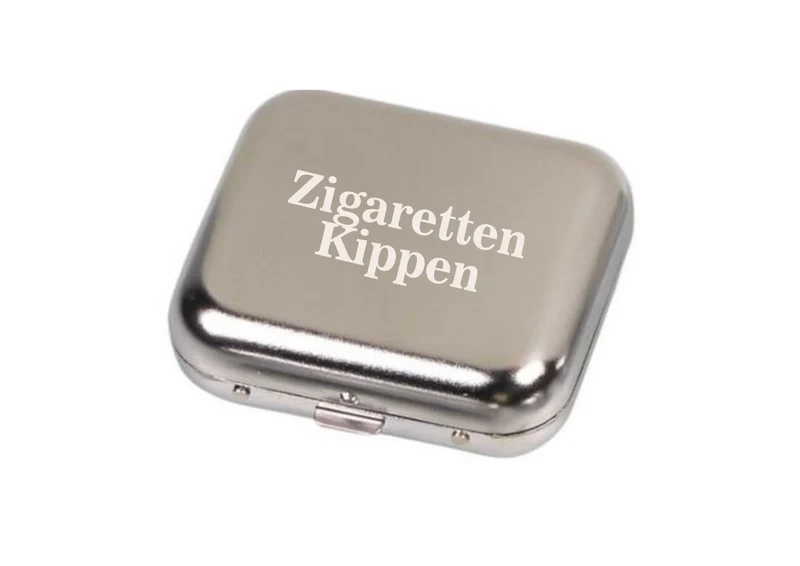 Zigaretten Kippen graviert auf Taschenaschenbecher