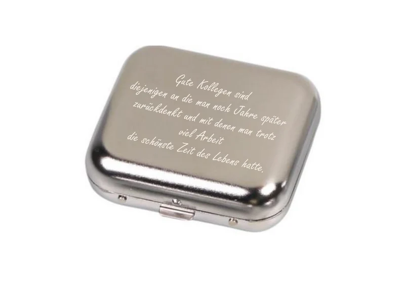 Kollegen Spruch graviert auf Taschenaschenbecher
