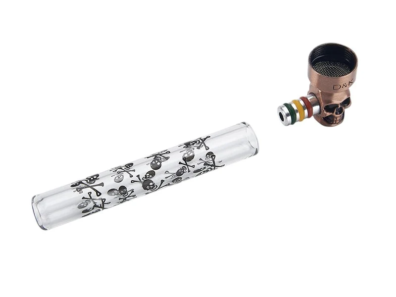 Glaspfeifen "Skull" mit Metallkopf, 9,5cm
